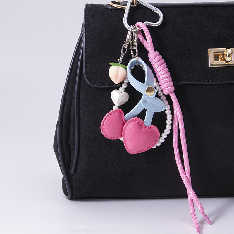 Wholesale  cherry bag pendant resin fruit keychain